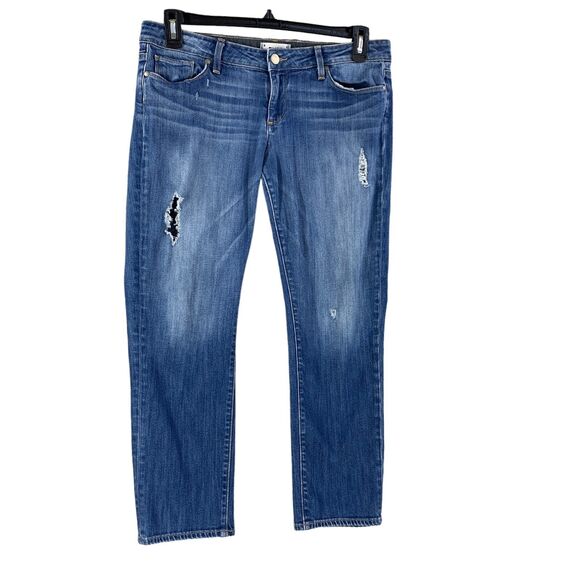 Paige Womens Jeans Jimmy Jimmy Crop Distressed Straight Pants Denim Sz 29 x25 - Picture 1 of 12